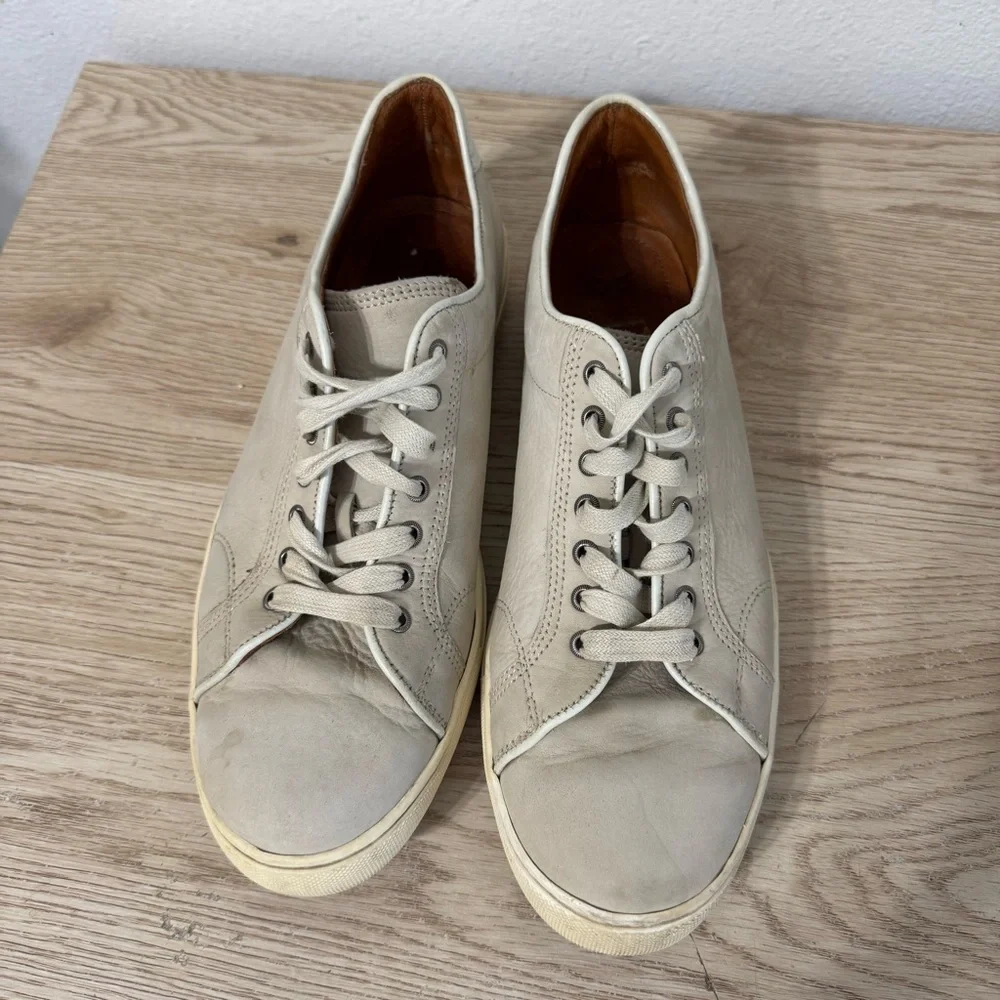 Frye Griege‎ Beige Leather Lace Up Sneakers Mens Size 11.5 Style 07004